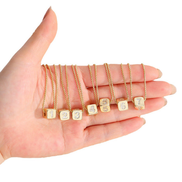 Jewelry Copper Inlaid With Zircon Square Perforated Beads Stereo Number Spacer Beads Letters Numbers Text Loose Bead Accessories Bracelet Necklace