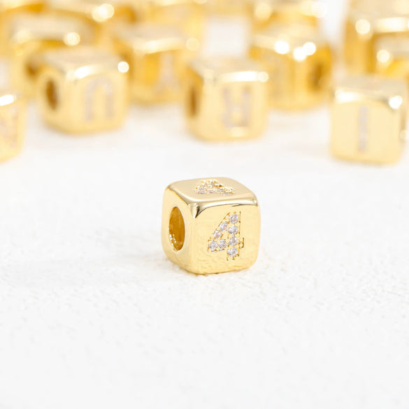 Jewelry Copper Inlaid With Zircon Square Perforated Beads Stereo Number Spacer Beads Letters Numbers Text Loose Bead Accessories Bracelet Necklace