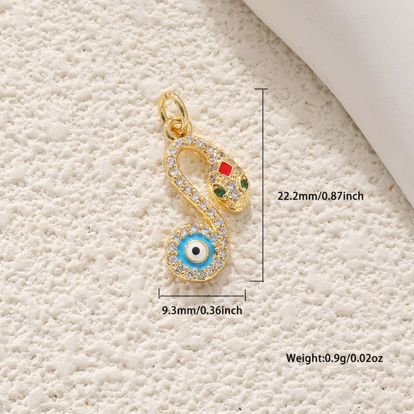 Jewelry Copper Inlaid Zircon Blue Eye Snake Love Pendant Bracelet Earrings