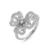 Jewelry Copper Inlaid Zircon Bow Light Luxury Earrings Ring Necklace Bracelet Set