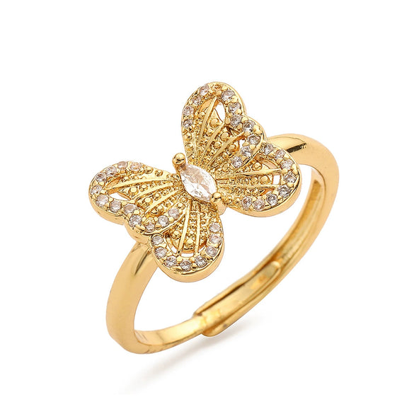 Jewelry Copper Inlaid Zircon Bow Light Luxury Earrings Ring Necklace Bracelet Set