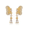 Jewelry Copper Inlaid Zircon Bow Light Luxury Earrings Ring Necklace Bracelet Set
