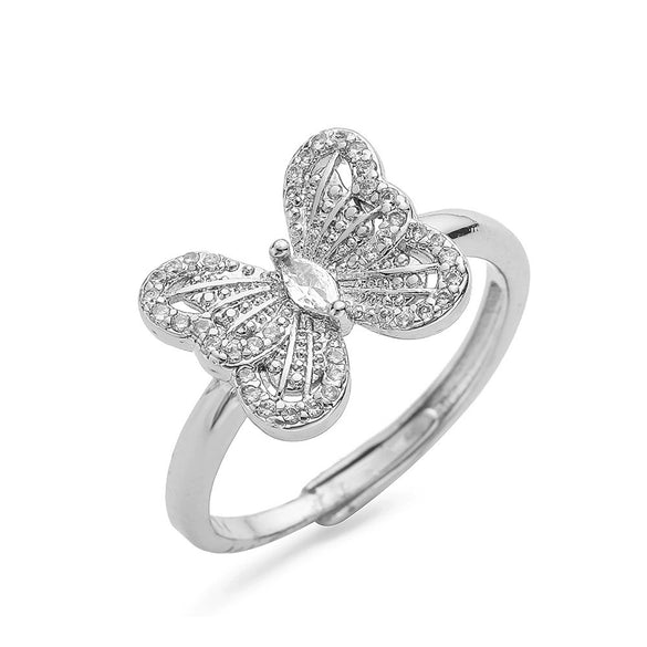 Jewelry Copper Inlaid Zircon Bow Light Luxury Earrings Ring Necklace Bracelet Set