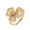 Jewelry Copper Inlaid Zircon Bow Light Luxury Earrings Ring Necklace Bracelet Set