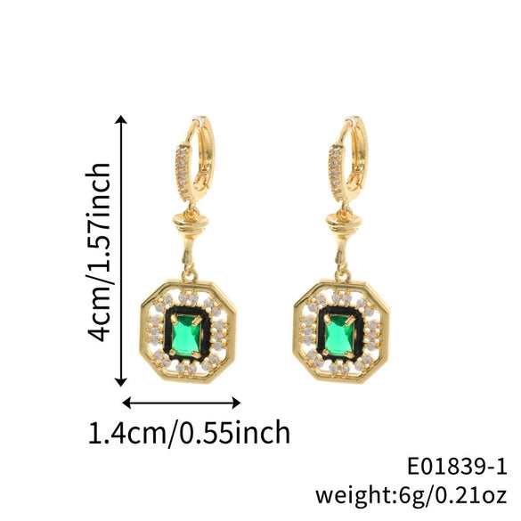 Jewelry Copper Inlaid Zircon Geometric Heart Shape Electroplating Set