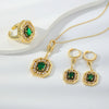 Jewelry Copper Inlaid Zircon Geometric Heart Shape Electroplating Set