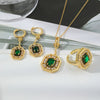 Jewelry Copper Inlaid Zircon Geometric Heart Shape Electroplating Set