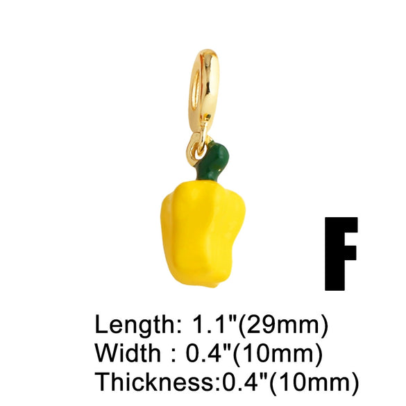 Jewelry Copper 18K Gold Plated Fruit Cherry Strawberry Pendant Bracelet