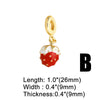 Jewelry Copper 18K Gold Plated Fruit Cherry Strawberry Pendant Bracelet