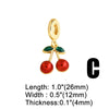 Jewelry Copper 18K Gold Plated Fruit Cherry Strawberry Pendant Bracelet