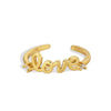 Jewelry Copper 18K Gold Plated Love Geometric Zircon Open Ring For Women