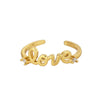 Jewelry Copper 18K Gold Plated Love Geometric Zircon Open Ring For Women