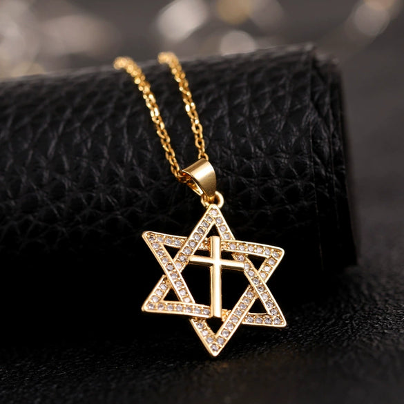 Jewelry Copper 14K Gold Plated Micro Inlaid Zircon Star Pendant Ochain Necklace For Male And Female With Natural Design Sense