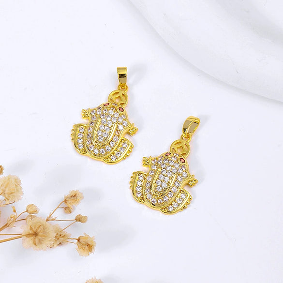 Jewelry Copper 18K Goldfilled Natural Geometric Micropaved Zircon Concentric Lock Orange Pendant Electroplating Accessories Diy Necklace Earrings