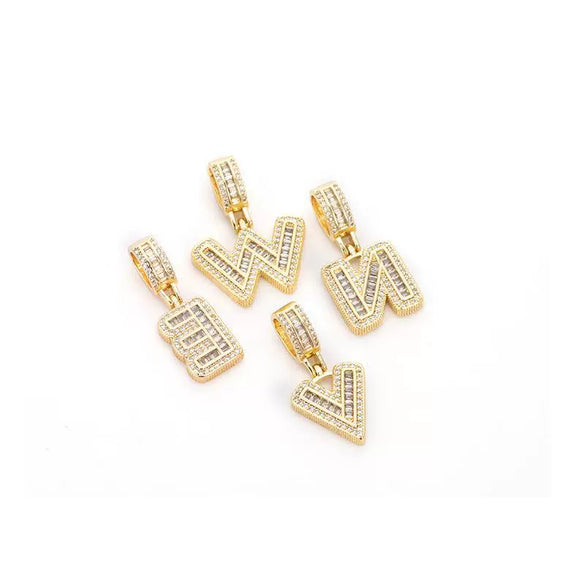 Jewelry Copper Letter Pendant Hiphop Necklace With Geometric Pattern