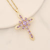 Jewelry Copper Micro Inlaid Zircon Cross Pendant Necklace