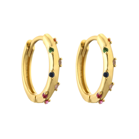 Jewelry Copper Microinlaid Colorful Zircon Geometric Elegant Women Earrings