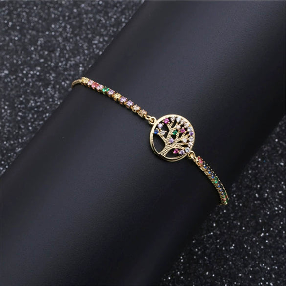 Jewelry Copper Microinlaid Zirconium Geometric Handmade Adjustable Bracelet Unisex