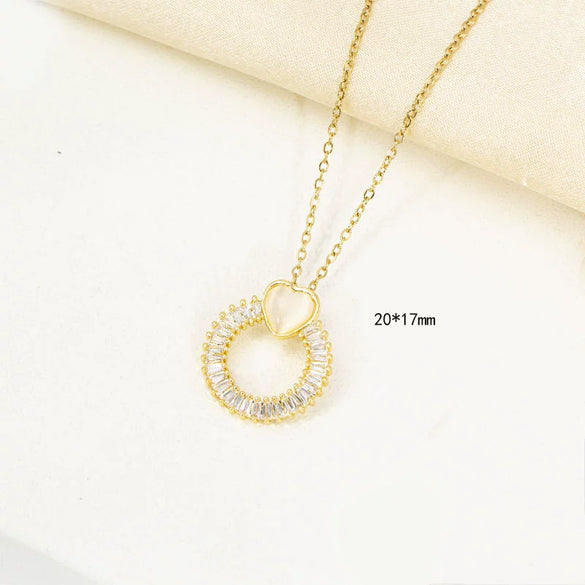 Jewelry Copper Microlay Geometric Zircon Necklace And Earrings Set Electroplating Women's Jewelry