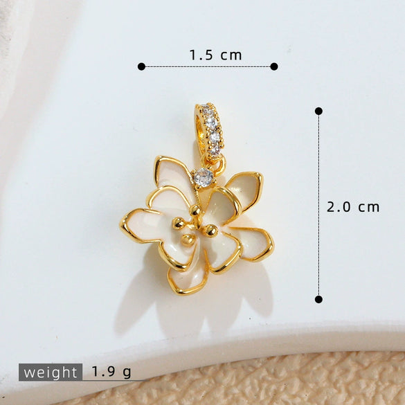 Jewelry Copper Minimalist Flower Style Electroplated Micropaved Zircon Necklace Pendant And Earrings For Women