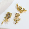 Jewelry Copper Minimalist Flower Style Electroplated Micropaved Zircon Necklace Pendant And Earrings For Women