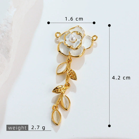 Jewelry Copper Minimalist Flower Style Electroplated Micropaved Zircon Necklace Pendant And Earrings For Women