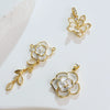 Jewelry Copper Minimalist Flower Style Electroplated Micropaved Zircon Necklace Pendant And Earrings For Women