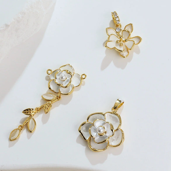 Jewelry Copper Minimalist Flower Style Electroplated Micropaved Zircon Necklace Pendant And Earrings For Women