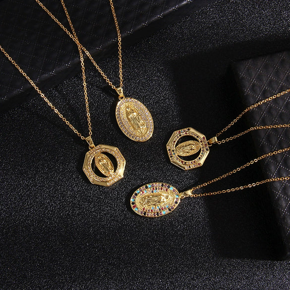 Jewelry Copper Mixed Gem Inlaid Zircon Geometric Electroplating Women's Titanium Steel Ochain Clavicle Necklace