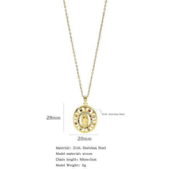 Jewelry Copper Mixed Gem Inlaid Zircon Geometric Electroplating Women's Titanium Steel Ochain Clavicle Necklace