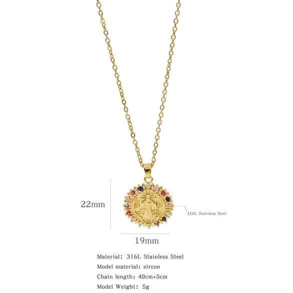 Jewelry Copper Mixed Gem Inlaid Zircon Geometric Electroplating Women's Titanium Steel Ochain Clavicle Necklace