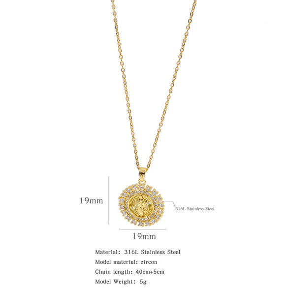 Jewelry Copper Mixed Gem Inlaid Zircon Geometric Electroplating Women's Titanium Steel Ochain Clavicle Necklace