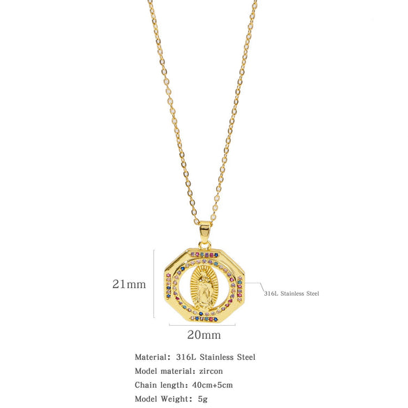 Jewelry Copper Mixed Gem Inlaid Zircon Geometric Electroplating Women's Titanium Steel Ochain Clavicle Necklace
