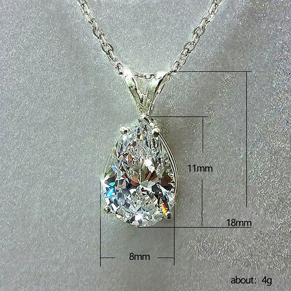 Jewelry Copper Mixed Gem Inlay Drop Pearshaped Zircon Pendant Ochain Necklace For Women