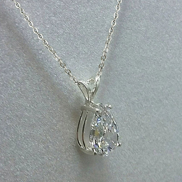Jewelry Copper Mixed Gem Inlay Drop Pearshaped Zircon Pendant Ochain Necklace For Women