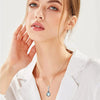 Jewelry Copper Mixed Gem Inlay Geometric Dropshaped Pendant Ochain Necklace For Women