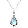Jewelry Copper Mixed Gem Inlay Geometric Dropshaped Pendant Ochain Necklace For Women