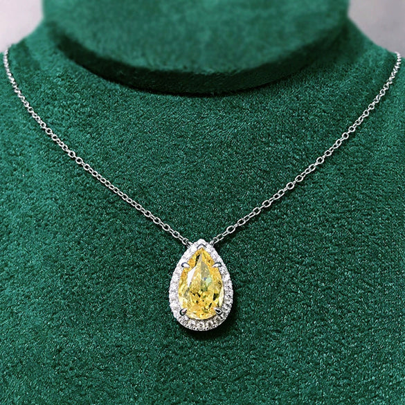 Jewelry Copper Mixed Gem Inlay Water Drops Pear Shaped Zircon Ochain Necklace For Women