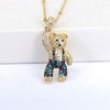 Jewelry Copper Mixed Gemstone Setting Cute Bear Pendant Necklace With Cartoon Characters Style And Electroplating Process