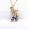 Jewelry Copper Mixed Gemstone Setting Cute Bear Pendant Necklace With Cartoon Characters Style And Electroplating Process