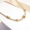 Jewelry Copper Mixed Gemstone Setting Lovely Letters Numbers Text Style Clavicle Chain Necklace