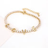 Jewelry Copper Mixed Gemstone Setting Lovely Letters Numbers Text Style Clavicle Chain Necklace