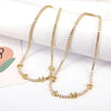Jewelry Copper Mixed Gemstone Setting Lovely Letters Numbers Text Style Clavicle Chain Necklace