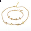 Jewelry Copper Mixed Gemstone Setting Lovely Letters Numbers Text Style Clavicle Chain Necklace
