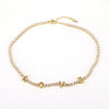 Jewelry Copper Mixed Gemstone Setting Lovely Letters Numbers Text Style Clavicle Chain Necklace