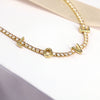 Jewelry Copper Mixed Gemstone Setting Lovely Letters Numbers Text Style Clavicle Chain Necklace