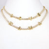 Jewelry Copper Mixed Gemstone Setting Lovely Letters Numbers Text Style Clavicle Chain Necklace