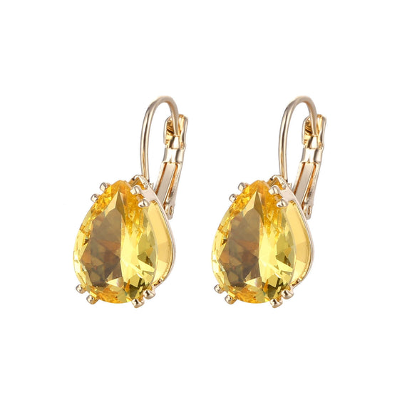 Jewelry Copper Natural Dropshaped Zircon Earrings For Women