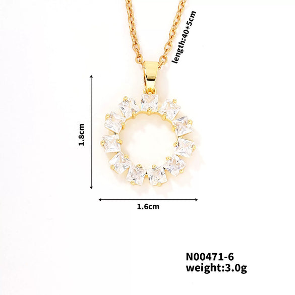 Jewelry Copper Necklace With Geometric Design And Electroplating Treatment For Women