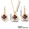 Jewelry Copper Ochain Set With Natural Plant Flowers Pattern And Zircon Inlay